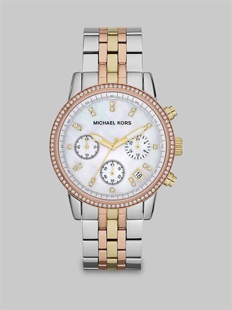 michael kors crystal chronograph watch|Michael Kors stainless steel watch.